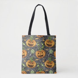 BOLSO DE TELA FUNNY HALLOWEEN PUMPKINS SPIDER WEBS CANDY