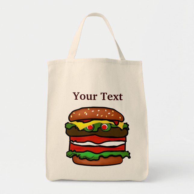 Bolso De Tela Funny Hamburger Grocery Tote Bag (Frente)