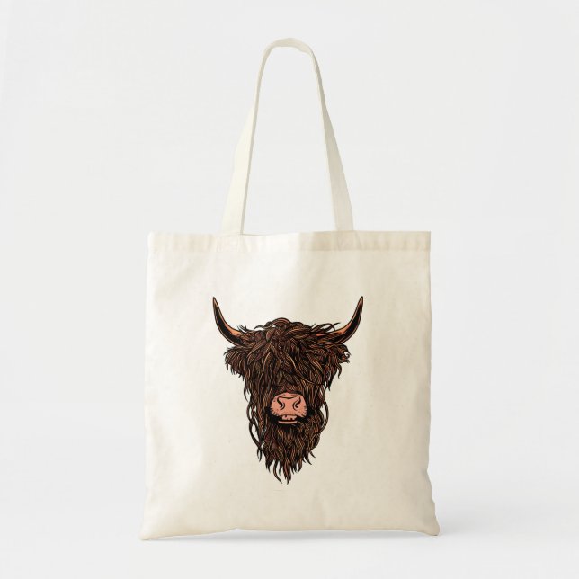 Bolso De Tela Funny Highland Cow Head (Frente)
