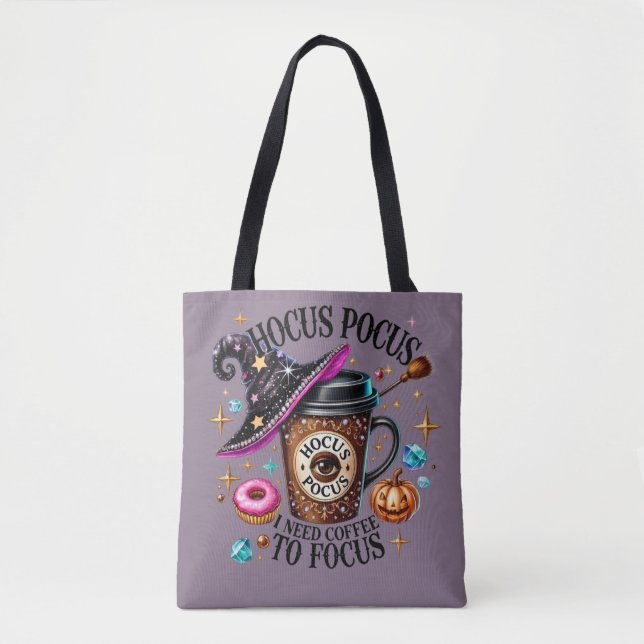 Bolso De Tela Funny Hocus Pocus I Need Coffee Witch (Anverso)