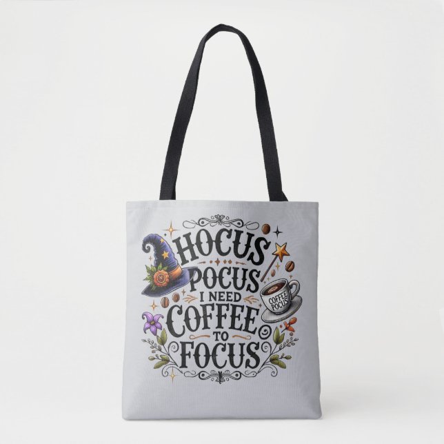 Bolso De Tela Funny Hocus Pocus I Need Coffee Witch (Anverso)