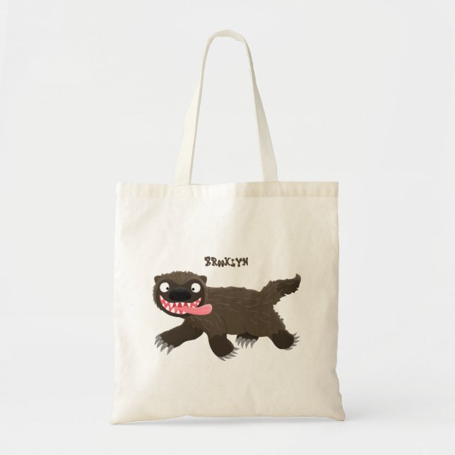 Bolso De Tela Funny hungry wolverine animal cartoon (Frente)