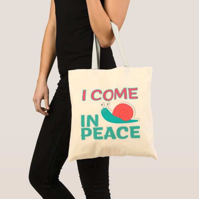 Bolso De Tela Funny "I com in peace" Funny Quote Matching Couple (Anverso (producto))