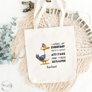 Bolso De Tela Funny "Idiotas pasan" Angry Duck personalizado