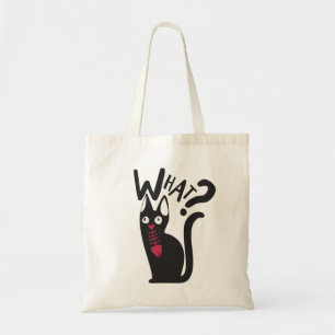 Bolso De Tela Funny Joke Black Cat with Red Fish Minimalist