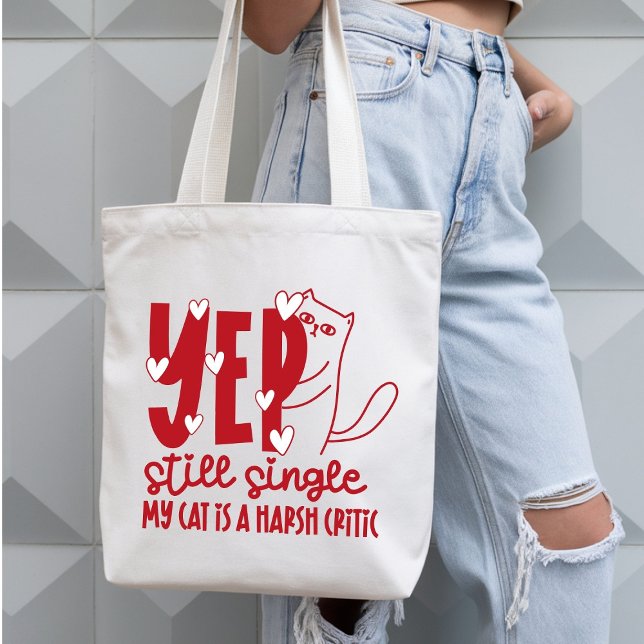 Bolso De Tela Funny Judging Cat Still Single Anti-Valentine (Subido por el creador)