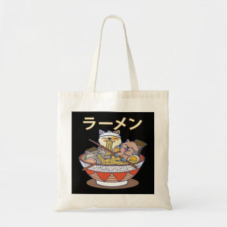 Bolso De Tela Funny Kawaii Ramen Cats Japoneses Otaku Ani
