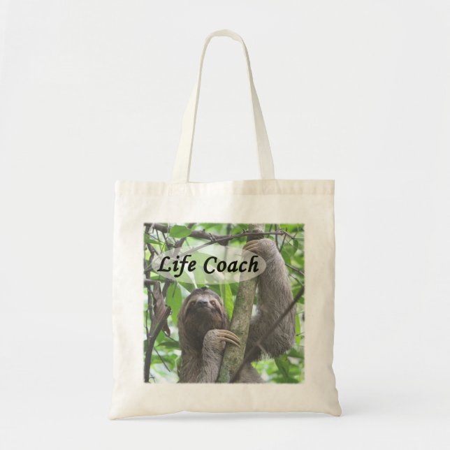 Bolso De Tela Funny Life Coach Cute Slote Picture Black Text (Frente)