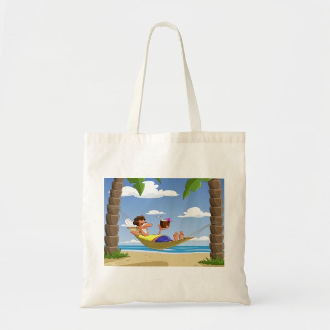 Bolso De Tela Funny Man Relaxing in Beach Hammock (Frente)