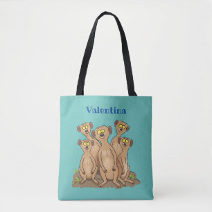 Bolso De Tela Funny meerkat ilustracion personalizado familiar