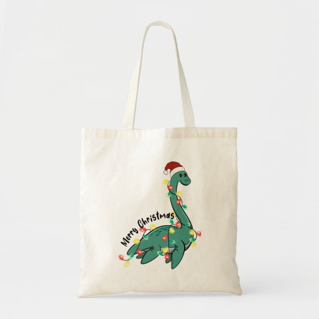 Bolso De Tela Funny Merry Christmas Lochness Monster (Frente)