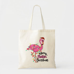 Bolso De Tela Funny Merry Flockin Navidades Flamingo