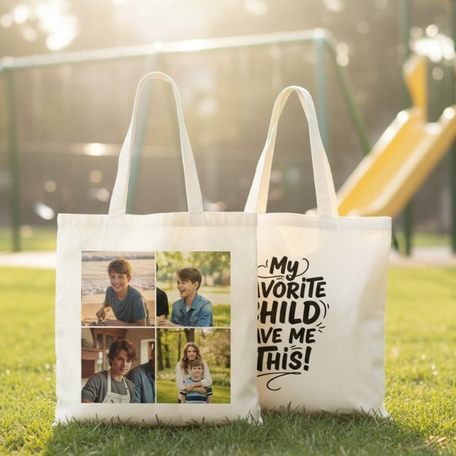 Bolso De Tela Funny Mom Favorite Child Gave Me This Four Photo (Subido por el creador)