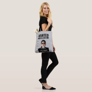 Bolso De Tela Funny Mugshot quería un nombre personalizado y un