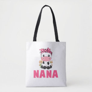 Bolso De Tela Funny Nana Cow Cute Cow Farmer Cumpleaños Matanza