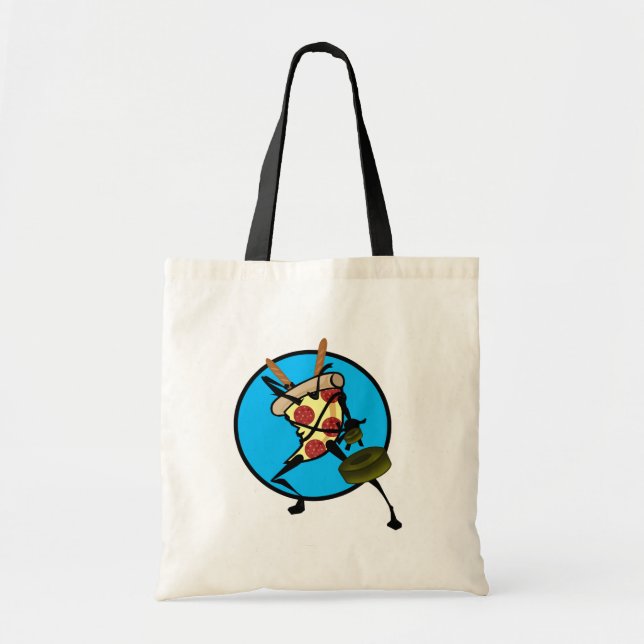 BOLSO DE TELA FUNNY NINJA PIZZA COMPRANDO TOTE BAG (Frente)