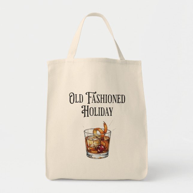 Bolso De Tela Funny Old Fashion Holiday Cocktail Christmas  (Frente)