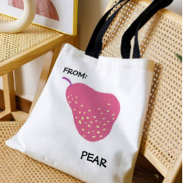 Bolso De Tela Funny Pear Pun – “From: Pear” Pop Art Fruit Canva
