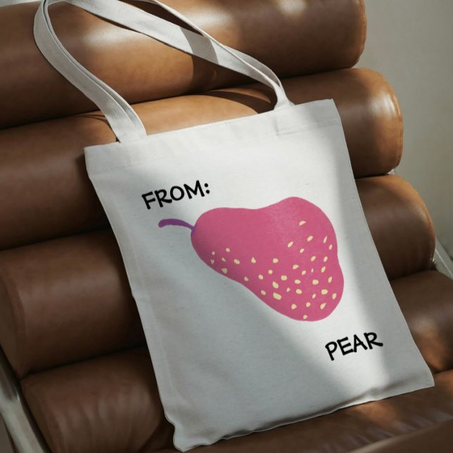 Bolso De Tela Funny Pear Pun – “From: Pear” Pop Art Fruit Canva (Subido por el creador)
