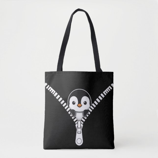 Bolso De Tela Funny Penguin Peek (Anverso)