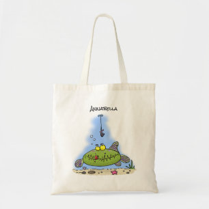 Bolso De Tela Funny personalizado de pesca de pescado verde hamb