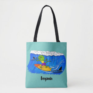 Bolso De Tela Funny personalizado de surf con lagarto frito