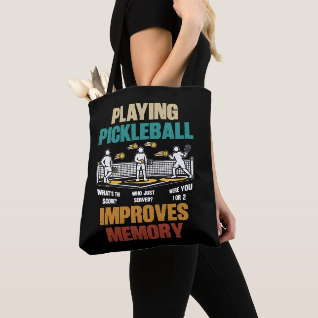Bolso De Tela Funny Playing Pickleball Improves Memory Gift Idea (Detalle)