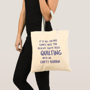 Bolso De Tela Funny Quilting Problems Quote for Quilters Purple