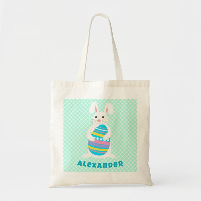 Bolso De Tela Funny Rabbit Easter Egg Hunt personalizada (Frente)
