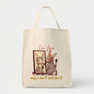 Bolso De Tela Funny rabbit in front of the mirror – Funny design