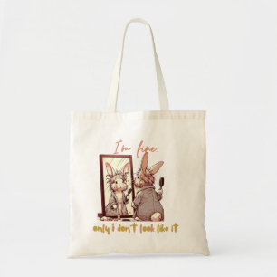 Bolso De Tela Funny rabbit in front of the mirror – Funny design