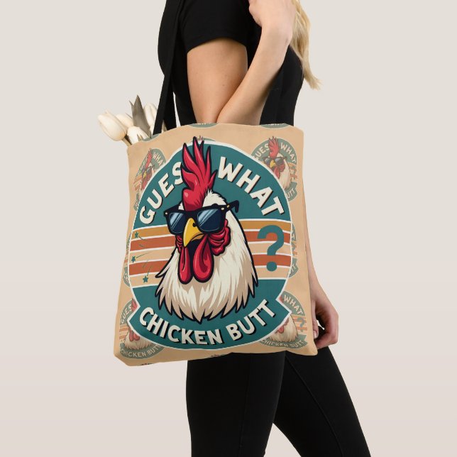 Bolso De Tela  Funny Retro Chicken Butt Joke Design (Detalle)