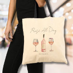 Bolso De Tela Funny Rosé All Day Wine Lover<br><div class="desc">Esta deliciosa bolsa de té es perfecta para los amantes del vino que disfrutan de un poco de diversión con su estilo. Con la alegre frase "Rosé Todo el día" en la parte superior, está adornada con un encantador diseño de acuarela de dos vasos de vino y una botella de...</div>