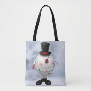 Bolso De Tela Funny Round Snowman Navidades