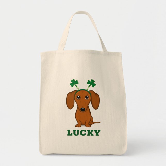Bolso De Tela Funny Saint Patrick's Day Dog Shamrock Personaliza (Frente)