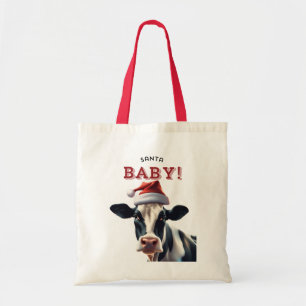 Bolso De Tela Funny Santa Baby Navidades Holstein Cow