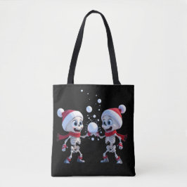 Bolso De Tela Funny Santa Skeletons Having a Snowball Fight 