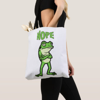 Bolso De Tela Funny Sassy Frog Nope, Grumpy Toads Cartoon Illus
