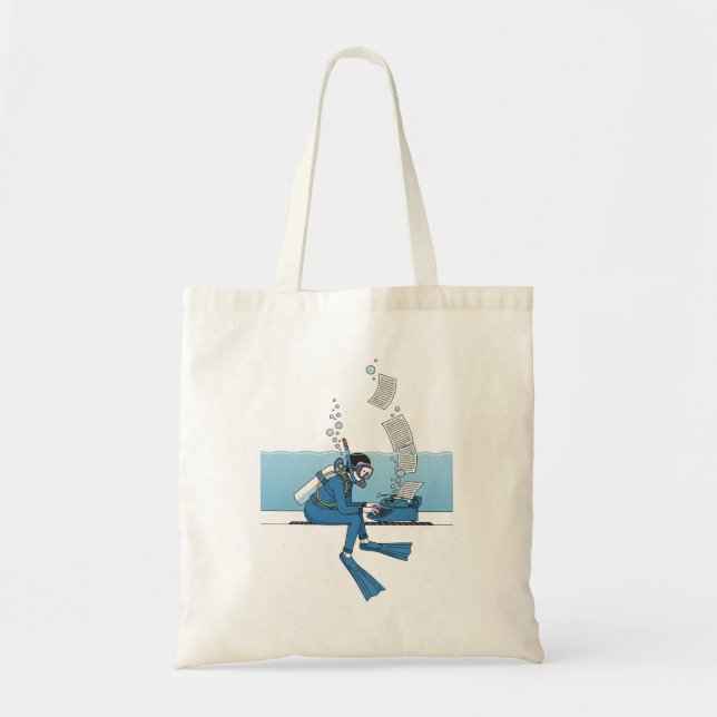 Bolso De Tela Funny Scuba Diver Personalizado - Escritor subacuá (Frente)