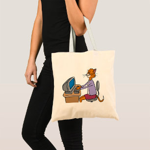 Bolso De Tela Funny Secretary Cat Personalizado Office Humor