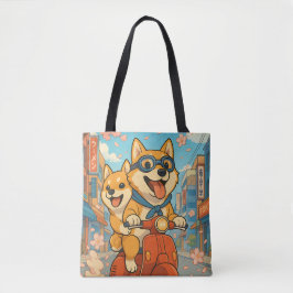 Bolso De Tela Funny Shiba Inu Riding