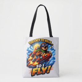 Bolso De Tela Funny Sloth Rocket Meme, Too Lazy to Walk So I Fly