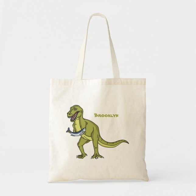 Bolso De Tela Funny T rex dinosaur ilustracion (Frente)