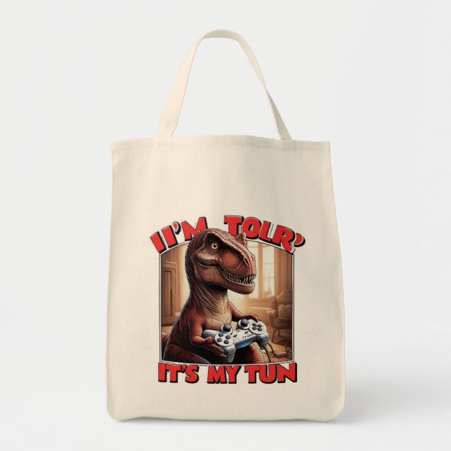 Bolso De Tela Funny T-Rex Gamer Quote Design (Frente)