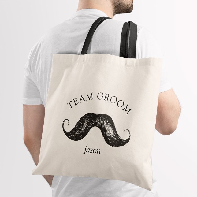 Bolso De Tela Funny Team Groom Mustache Boda (Subido por el creador)