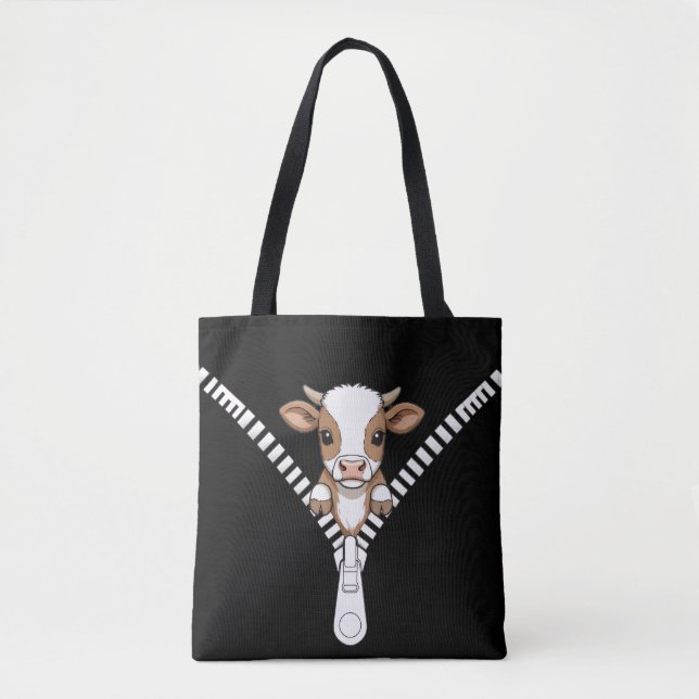Bolso De Tela Funny Texas Longhorn calf Peek (Anverso)