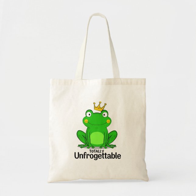 Bolso De Tela Funny "Totally Unfrogettable" Frog Pun (Frente)