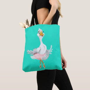 Bolso De Tela Funny Tote Bag Happy Ballerina Duck - Tus Colores
