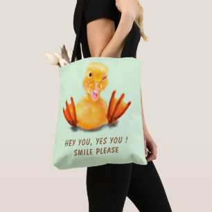 Bolso De Tela Funny Tote Bag Happy Yellow Duck - Personalizado T