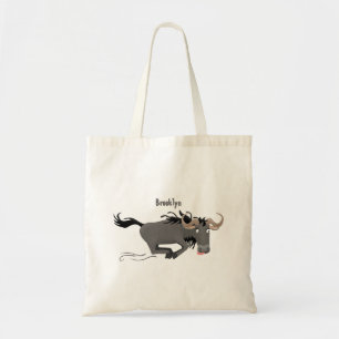 Bolso De Tela Funny Wildebeest corriendo ilustracion personaliza